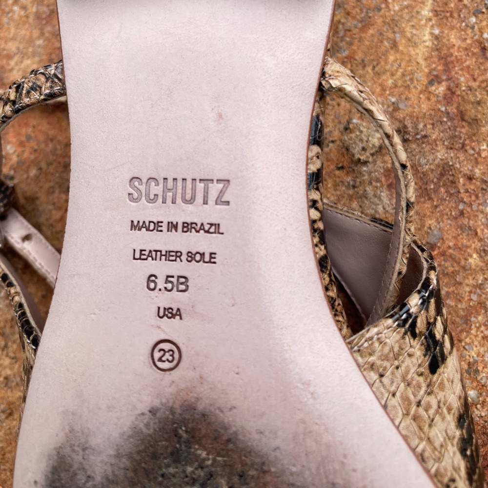 EUC SCHUTZ Snakeskin Pointed-Toe Ankle Strap Mules - Picture 11 of 11